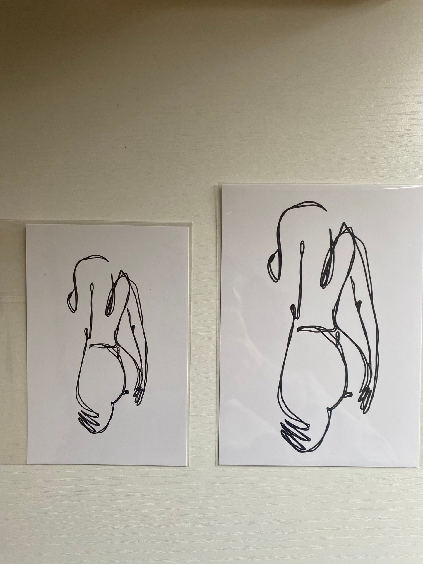 Double Line Naked woman art print, simplistic art print, beautiful modern art print