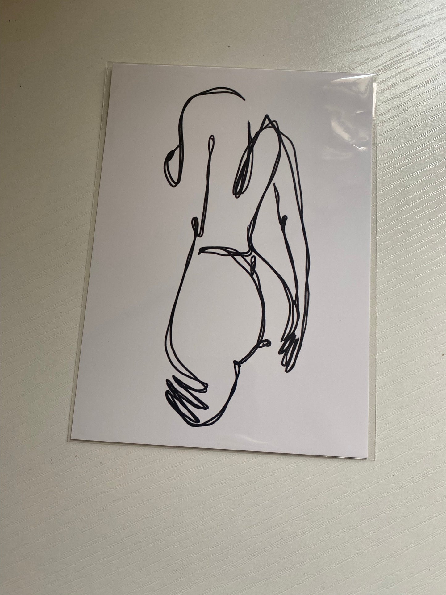 Double Line Naked woman art print, simplistic art print, beautiful modern art print