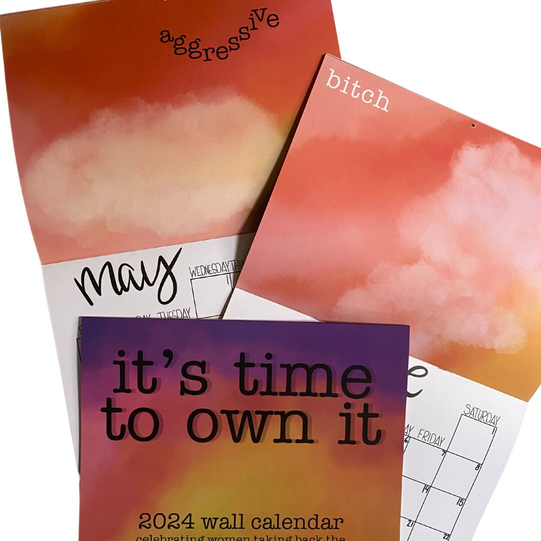 It's Time to Own It, 2024 12 Month Wall Calendar,  Inappropriate Calendar, Calendar for women, Own the words used against us