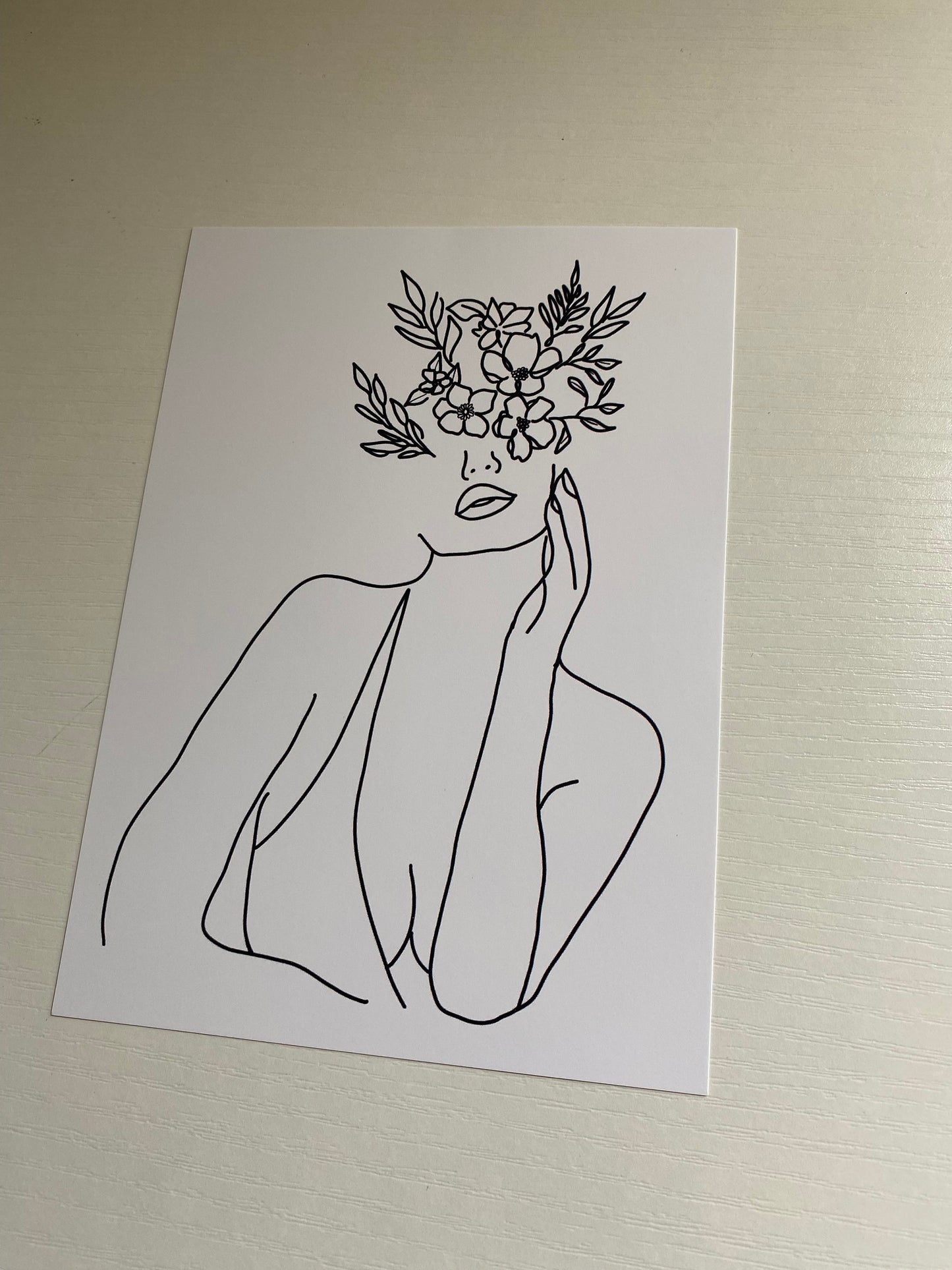Dreamy Art Print, Head full of flowers, Minimalist woman drawing print, woman line drawing, gallery wall art, sophisticated abstract art