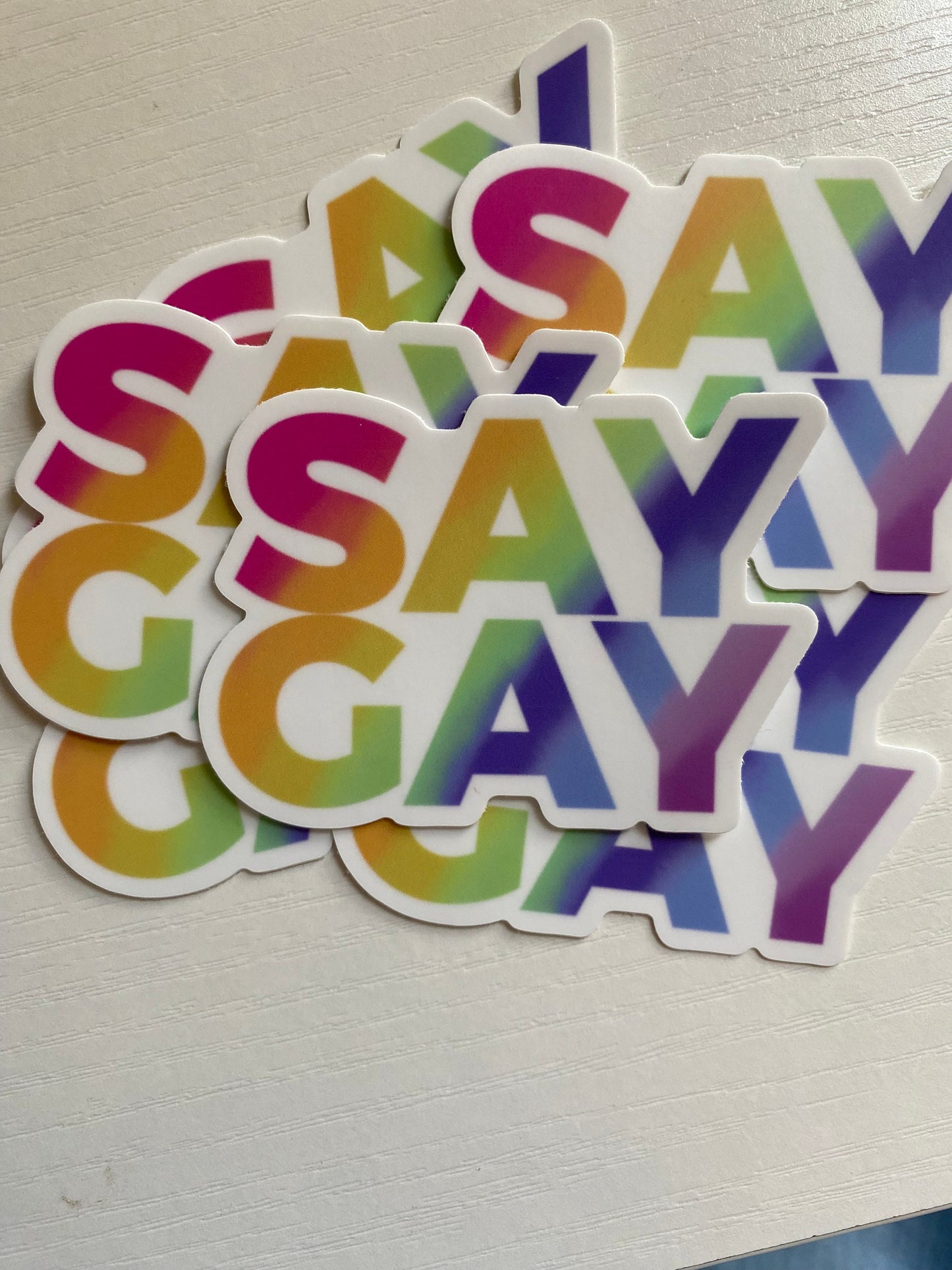Say Gay Sticker, Pride Sticker, Vinyl Laptop Waterbottle Sticker, LGBTQ Pride Sticker, Rainbow Sticker, Gay Pride
