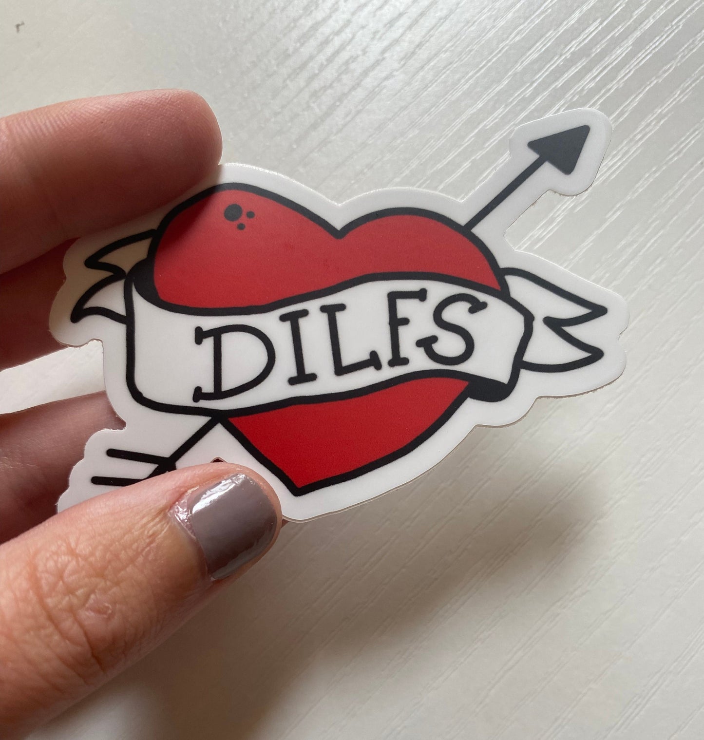 DILF Heart Tattoo Sticker, Vinyl Laptop Waterbottle Sticker, Funny Sticker, Daddy Sticker, DILF lover