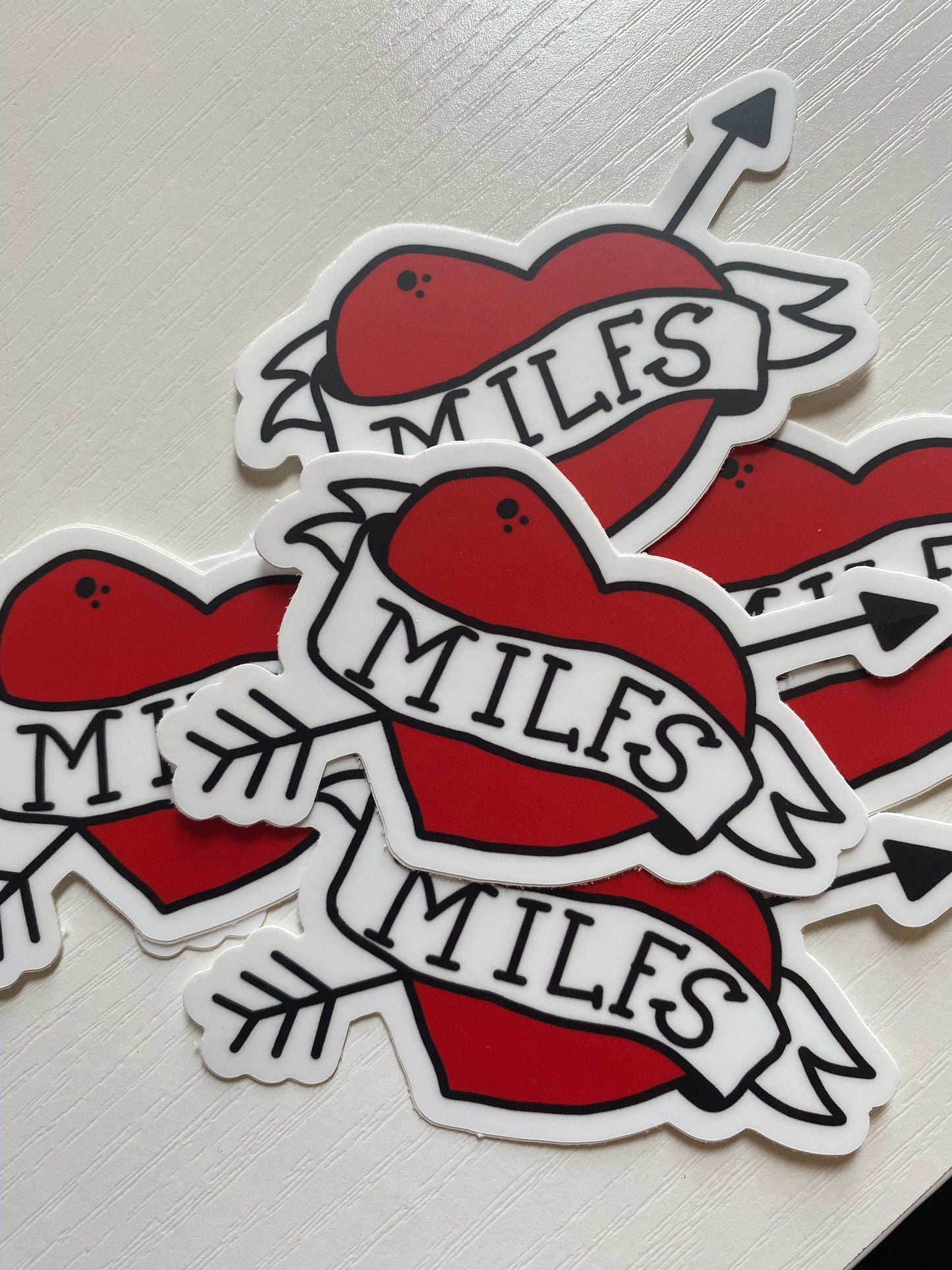 MILF Heart Tattoo Sticker, Vinyl Laptop Waterbottle Sticker, Funny Sticker, Mommy Sticker, MILF lover