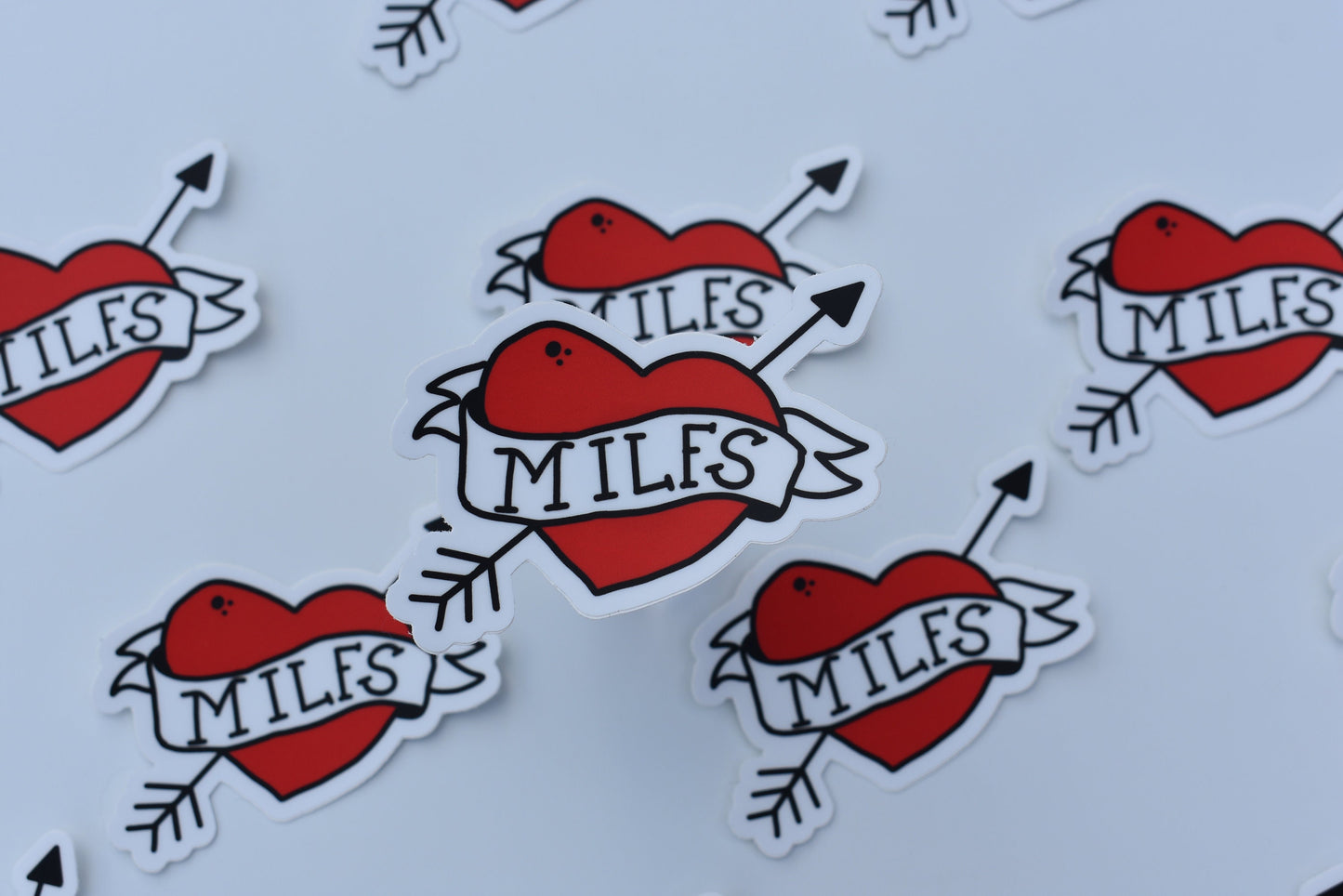 MILF Heart Tattoo Sticker, Vinyl Laptop Waterbottle Sticker, Funny Sticker, Mommy Sticker, MILF lover