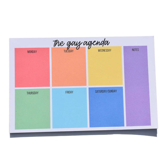 Gay Agenda Daily Notepad, Weekly Agenda pad, Desk pad, Gay Pride Weekly Agenda