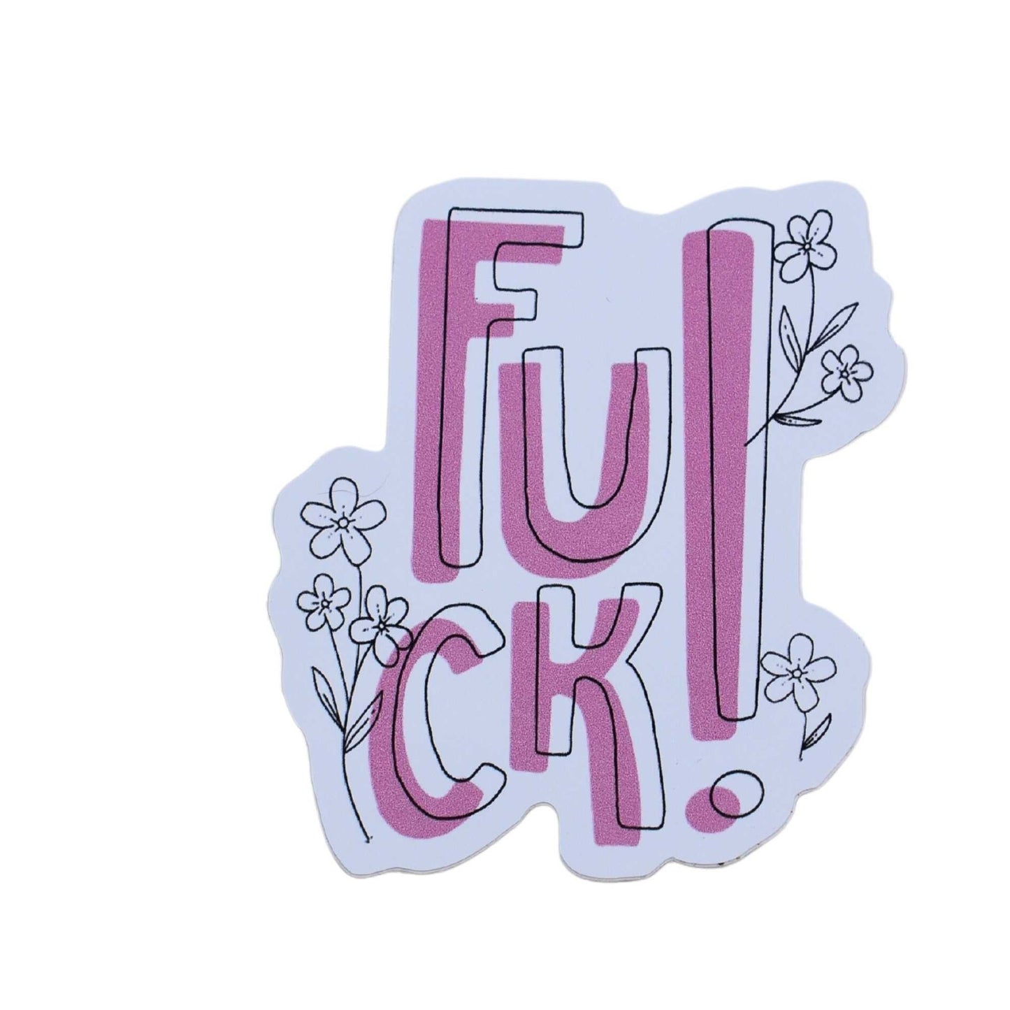 Fuck Sticker, Vinyl Laptop Waterbottle Sticker, Floral box letter Swear Curse Word Sticker, Explicit Sticker