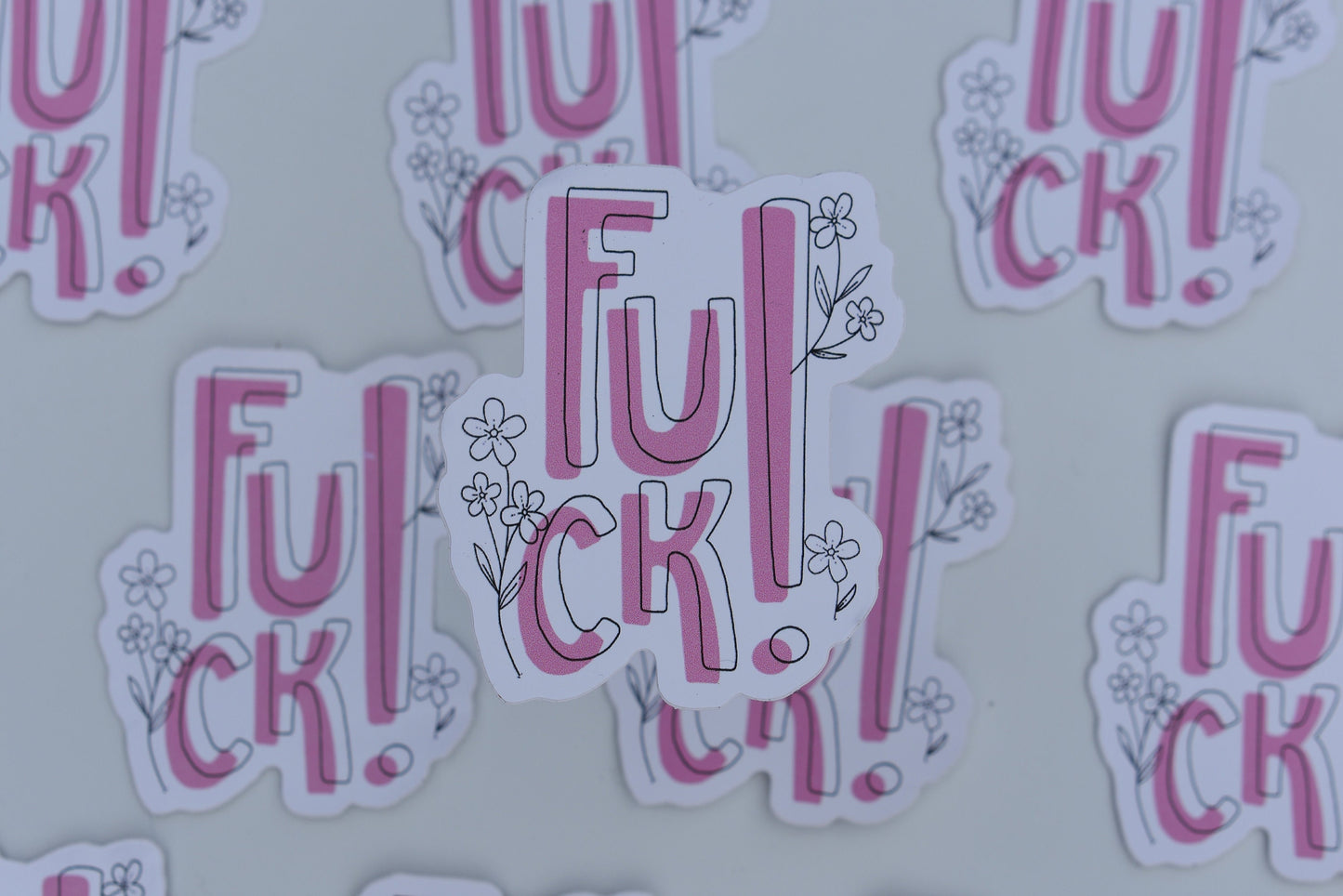 Fuck Sticker, Vinyl Laptop Waterbottle Sticker, Floral box letter Swear Curse Word Sticker, Explicit Sticker